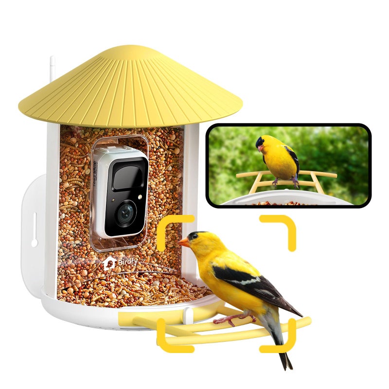 NETVUE by Birdfy AI Smart Bird Feeder with Camera  AI Auto Capture Each Bird Come & Identify 6000+ Bird Species  Cloud Store Bird Videos & Birdwatching On Live  Ideal Gift (Yellow) - Image 1
